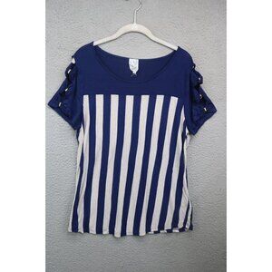 Naif Anthropologie Short Sleeve Cut Out Striped Tunic-Size PL-Preppy